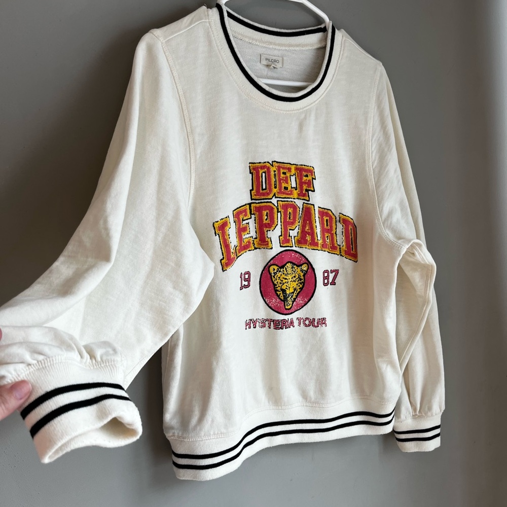 Pilcro Def Leppard Hysteria Tour Sweatshirt Oversized XS 100% Cotton - Picture 2 of 10